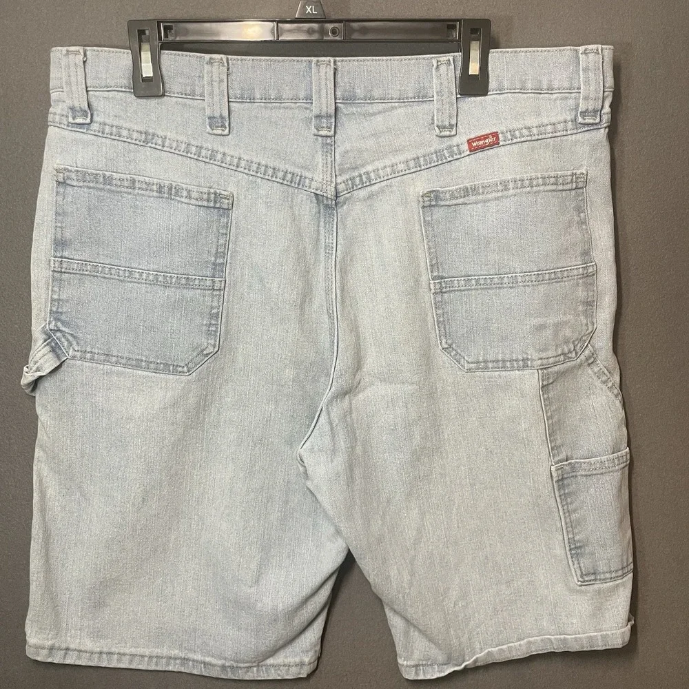 Wrangler Carpenter Shorts Mens 38 112315240 Light Wash Pockets Stretch Good